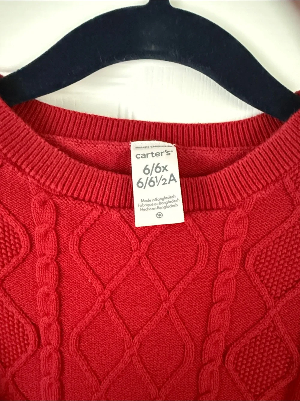 Carter's Bright Red Cable-Knit Ruffle-Shoulder Dress